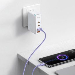 Kabelio laidas greitam įkrovimui ir duomenų perdavimui USB USB-C 100W 2m violetinė