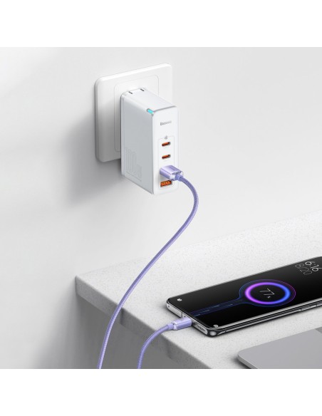 Kabelio laidas greitam įkrovimui ir duomenų perdavimui USB USB-C 100W 2m violetinė Kabelio laidas greitam įkrovimui ir duomenų perdavimui USB USB-C 100W 2m violetinė