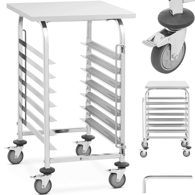 Maitinimo vežimėlis su lentyna 7 padėklams 60 x 60 cm su lentyna transportuoti Maitinimo vežimėlis su lentyna 7 padėklams 60 x 60 cm su lentyna transportuoti