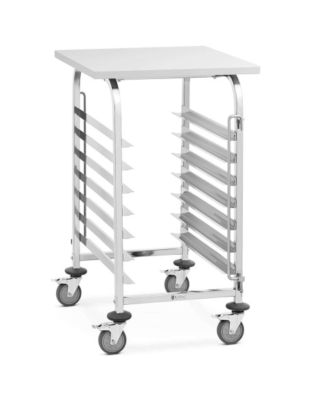 Maitinimo vežimėlis su lentyna 7 padėklams 60 x 60 cm su lentyna transportuoti Maitinimo vežimėlis su lentyna 7 padėklams 60 x 60 cm su lentyna transportuoti