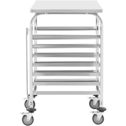 Maitinimo vežimėlis su lentyna 7 padėklams 60 x 60 cm su lentyna transportuoti