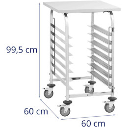 Maitinimo vežimėlis su lentyna 7 padėklams 60 x 60 cm su lentyna transportuoti