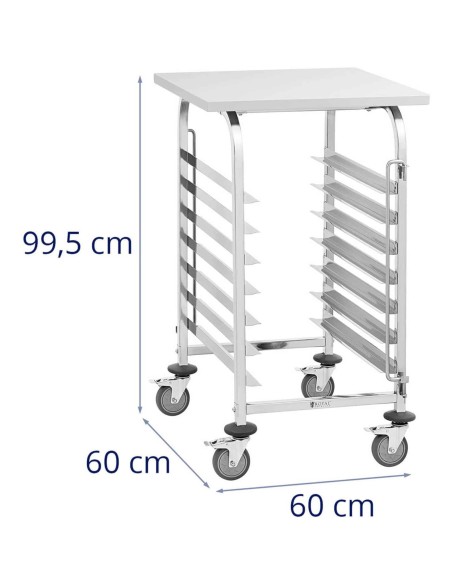 Maitinimo vežimėlis su lentyna 7 padėklams 60 x 60 cm su lentyna transportuoti Maitinimo vežimėlis su lentyna 7 padėklams 60 x 60 cm su lentyna transportuoti