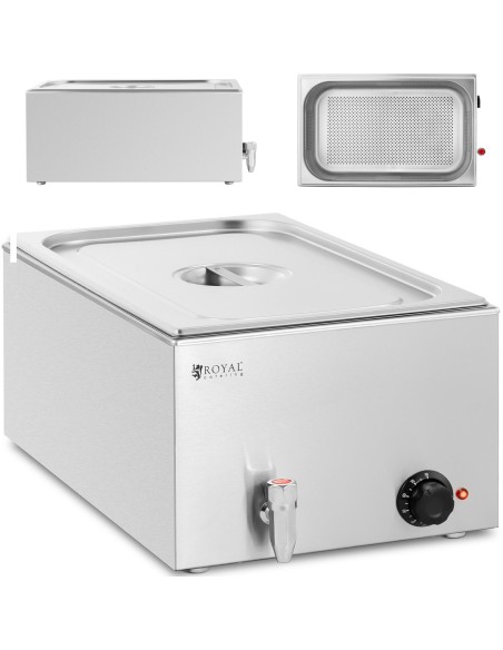 Bain marie elektrinis šildytuvas su čiaupu GN 1/1 640 W