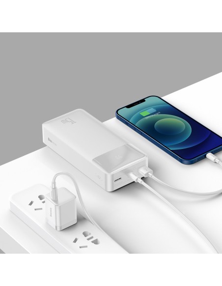 Bipow maitinimo blokas su ekranu 30000mAh USB-A microUSB laidas 0,25m baltas