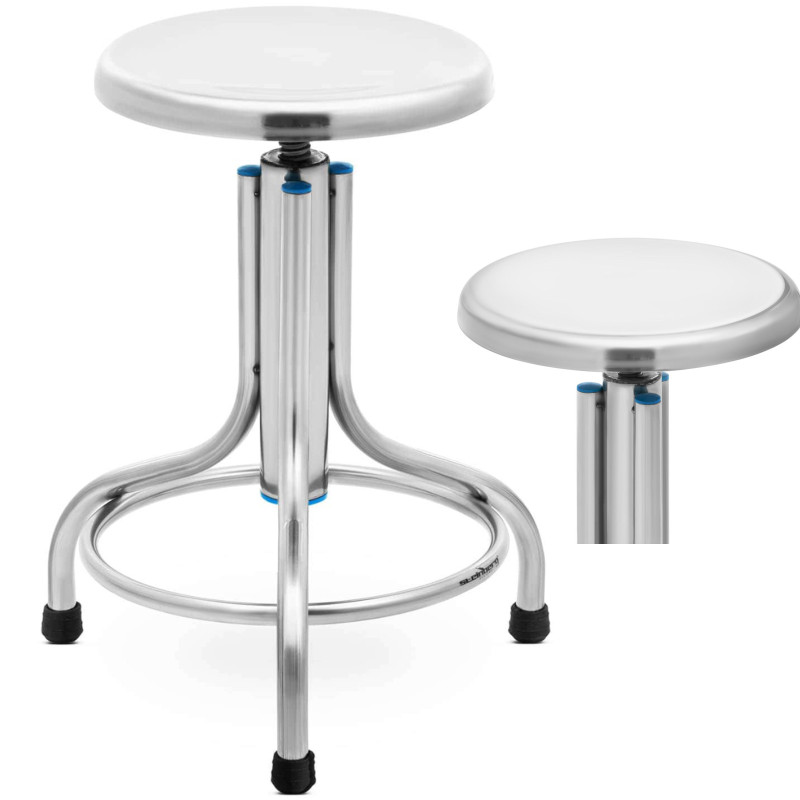 Laboratorinė taburetė iš nerūdijančio plieno 45-60 cm iki 150 kg