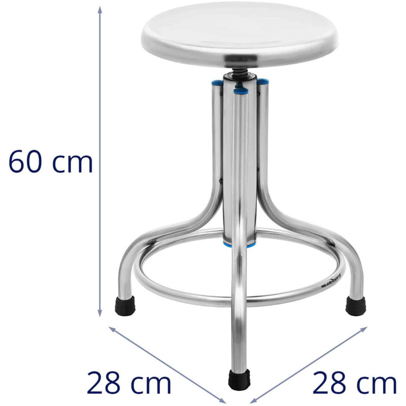 Laboratorinė taburetė iš nerūdijančio plieno 45-60 cm iki 150 kg