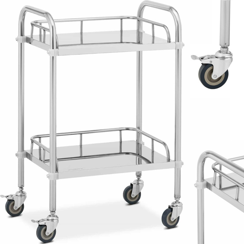 Laboratorinis vežimėlis STEEL 2 lentynos 2 rankenos 55 x 39 x 87 cm Laboratorinis vežimėlis STEEL 2 lentynos 2 rankenos 55 x 39 x 87 cm