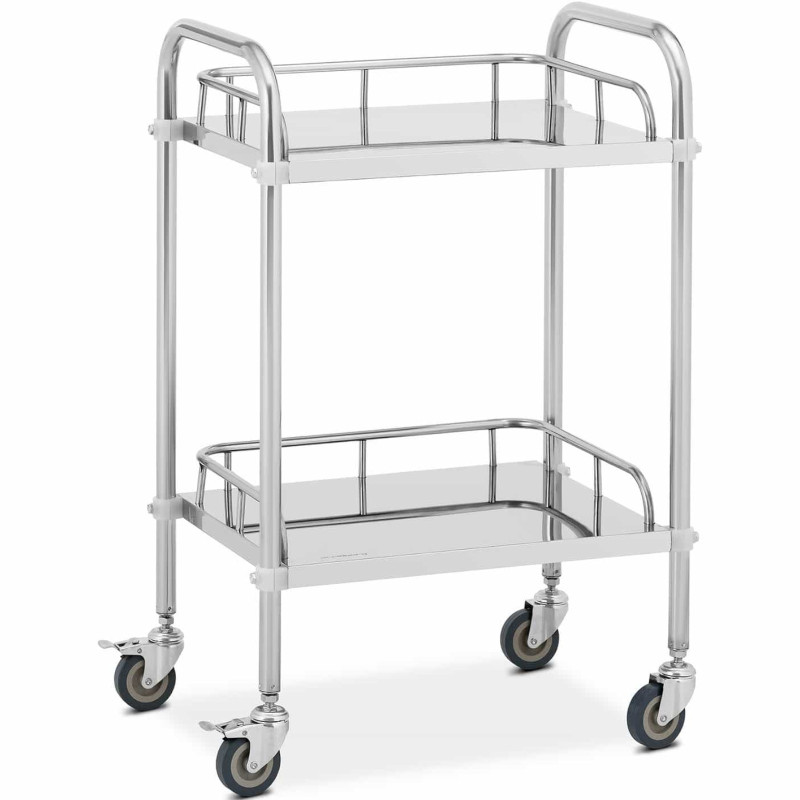 Laboratorinis vežimėlis STEEL 2 lentynos 2 rankenos 55 x 39 x 87 cm