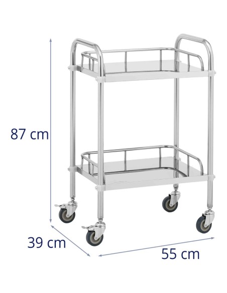 Laboratorinis vežimėlis STEEL 2 lentynos 2 rankenos 55 x 39 x 87 cm Laboratorinis vežimėlis STEEL 2 lentynos 2 rankenos 55 x 39 x 87 cm