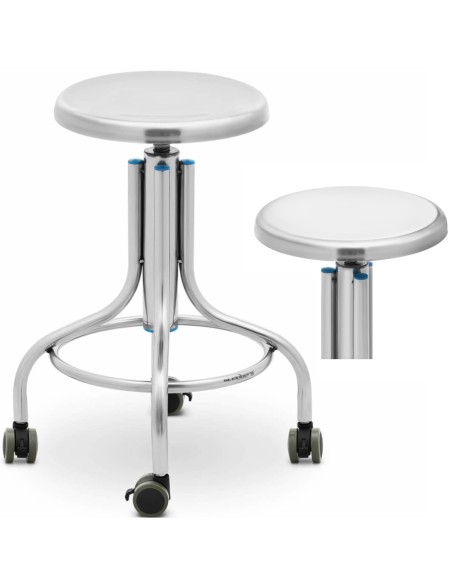 Laboratorinė taburetė iš nerūdijančio plieno 45-60 cm iki 100 kg