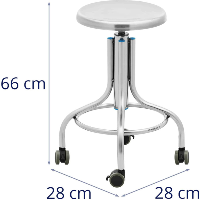 Laboratorinė taburetė iš nerūdijančio plieno 45-60 cm iki 100 kg