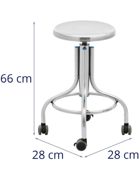 Laboratorinė taburetė iš nerūdijančio plieno 45-60 cm iki 100 kg