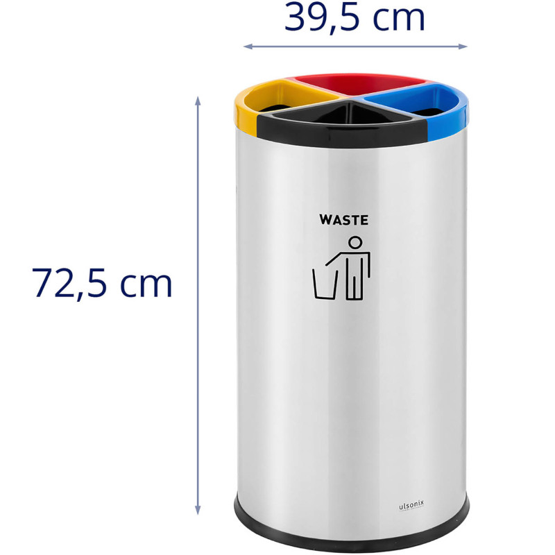 Atliekų rūšiavimo šiukšliadėžė 4 skyriai PLIENAS 45 l sidabras
