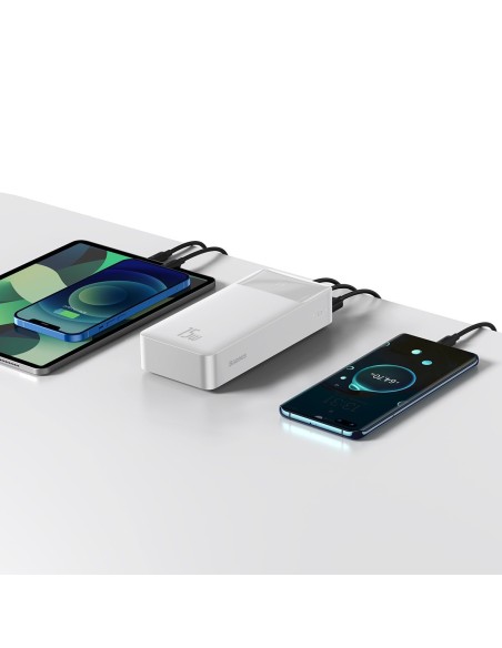 Bipow maitinimo blokas su ekranu 30000mAh USB-A microUSB laidas 0,25m baltas