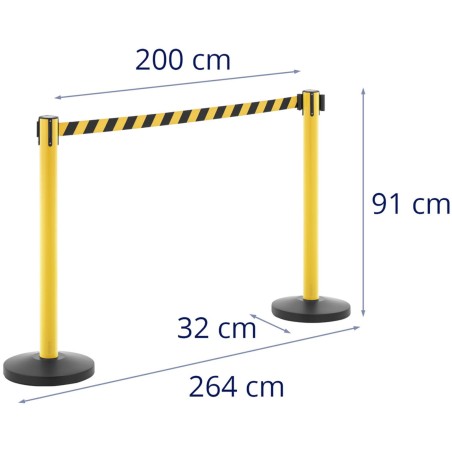 Barjeras su ištraukiama juosta 2 m geltona-juoda - 2 vnt. Barjeras su ištraukiama juosta 2 m geltona-juoda - 2 vnt.