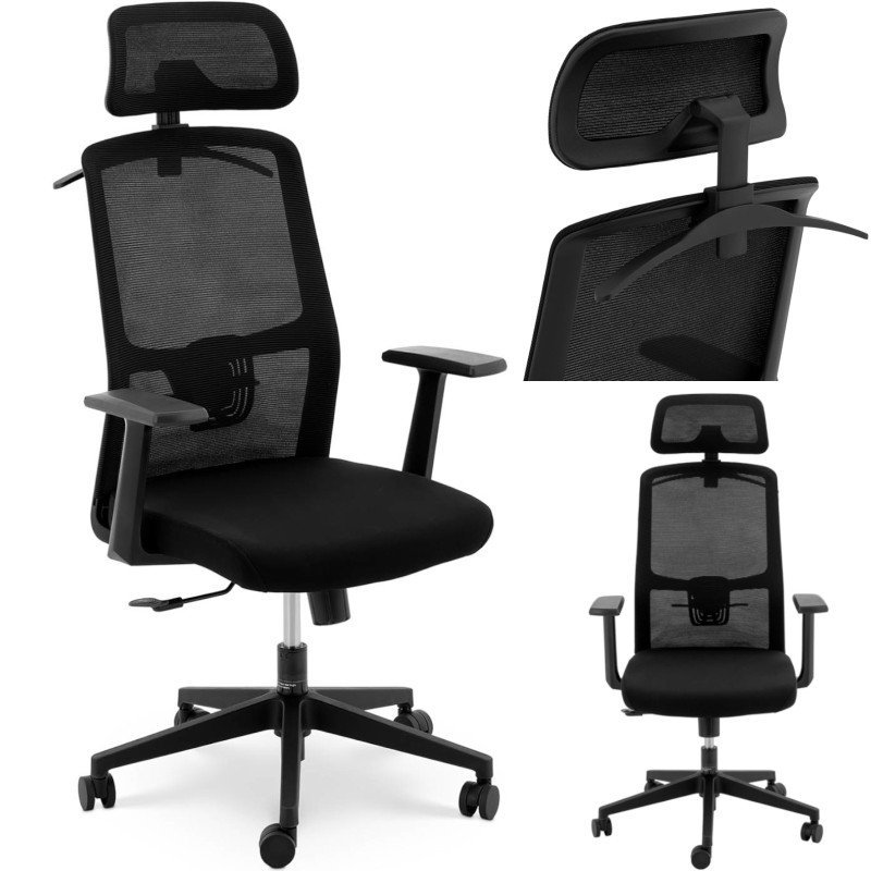 Ergonomiška biuro kėdė su tinkliniu atlošu, galvos atrama ir kabykla, aukštis 47-57 cm Ergonomiška biuro kėdė su tinkliniu atlošu, galvos atrama ir kabykla, aukštis 47-57 cm