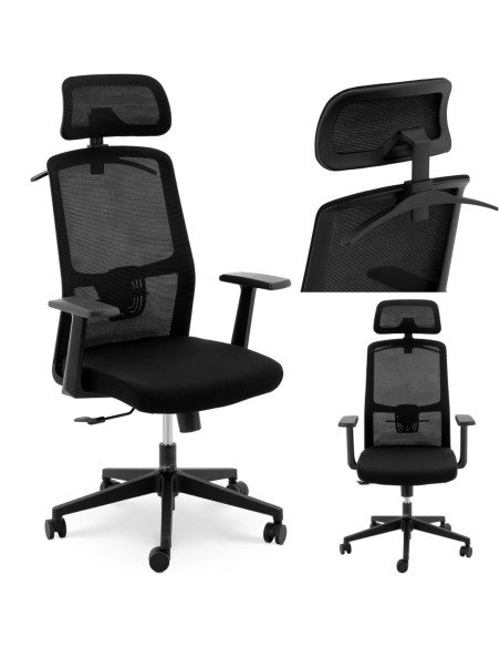 Ergonomiška biuro kėdė su tinkliniu atlošu, galvos atrama ir kabykla, aukštis 47-57 cm Ergonomiška biuro kėdė su tinkliniu atlošu, galvos atrama ir kabykla, aukštis 47-57 cm