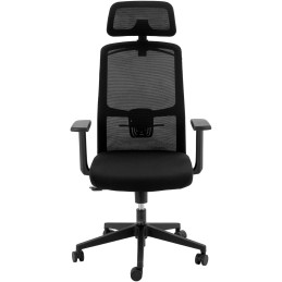 Ergonomiška biuro kėdė su tinkliniu atlošu, galvos atrama ir kabykla, aukštis 47-57 cm