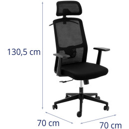 Ergonomiška biuro kėdė su tinkliniu atlošu, galvos atrama ir kabykla, aukštis 47-57 cm