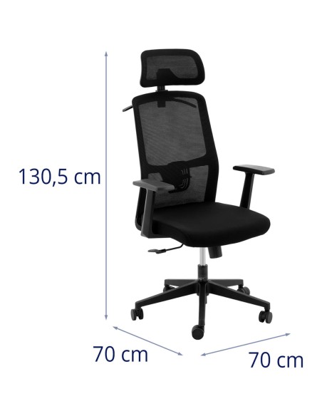 Ergonomiška biuro kėdė su tinkliniu atlošu, galvos atrama ir kabykla, aukštis 47-57 cm Ergonomiška biuro kėdė su tinkliniu atlošu, galvos atrama ir kabykla, aukštis 47-57 cm