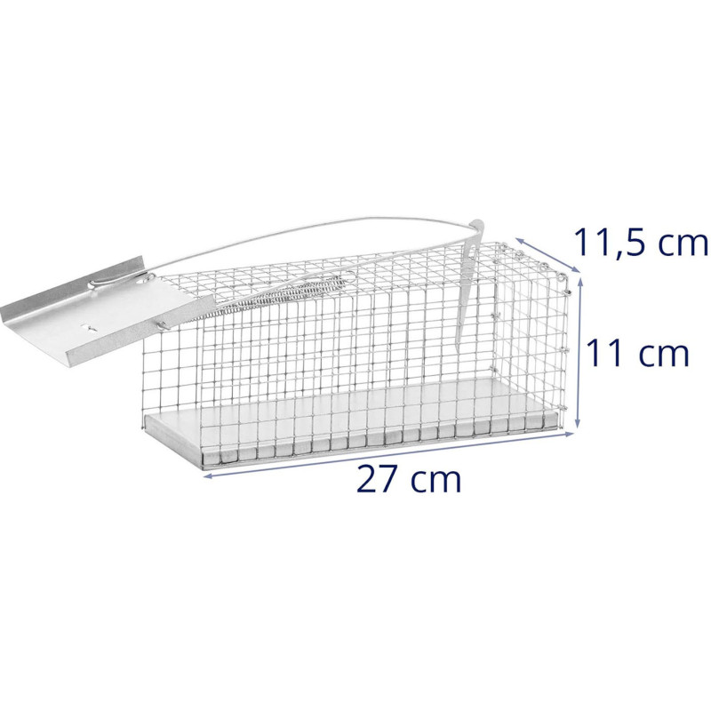 Gyvi gaudyklė žiurkėms, pelėms ir kitiems gyvūnams 27 x 12 x 12 cm, tinklelis 13 x 13 mm