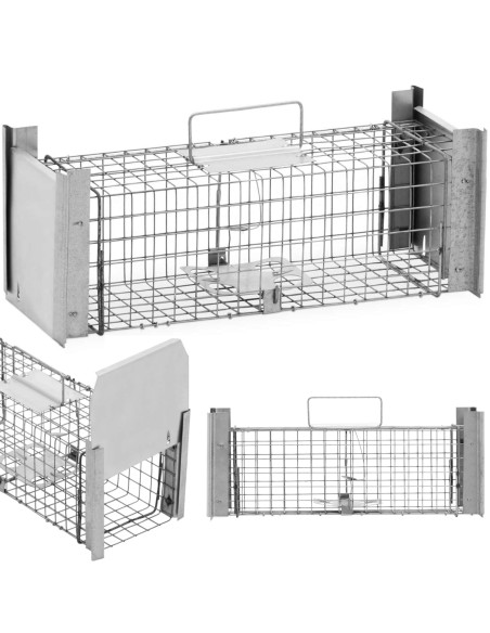 Gyvi spąstai kiaunėlėms žiurkėms gyvūnams dvipusiai 50 x 19 x 20 cm tinklelis 25 x 25 mm Gyvi spąstai kiaunėlėms žiurkėms gyvūnams dvipusiai 50 x 19 x 20 cm tinklelis 25 x 25 mm