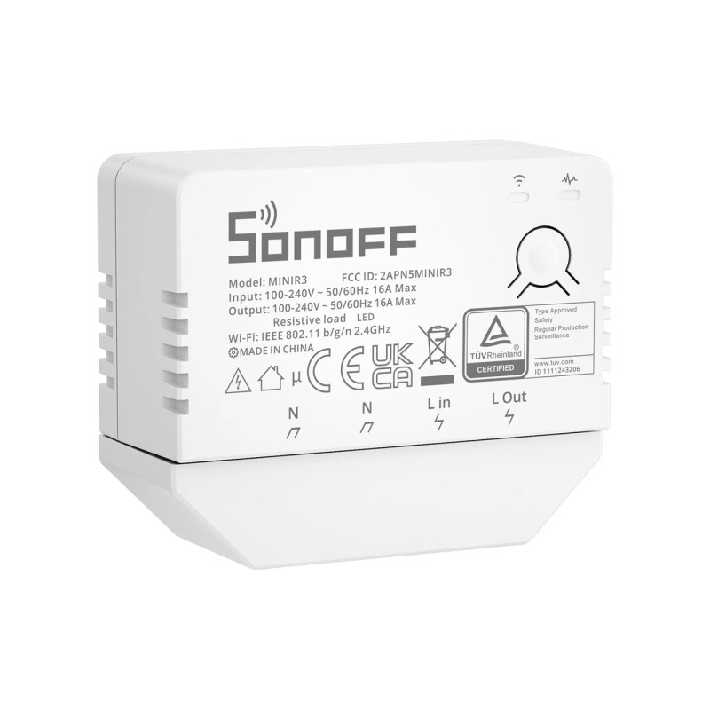 MINIR3 baltas WiFi įleidžiamas srovės jungiklis