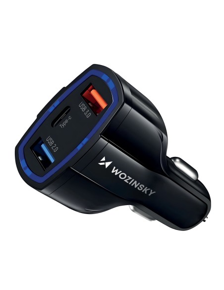 Automobilinis pakrovėjas 2xUSB ir USB C juodas