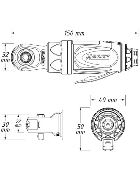 Pneumatinis reketas 6,3 mm 1/4'' 40 Nm 72 l/min Hazet Pneumatinis reketas 6,3 mm 1/4'' 40 Nm 72 l/min Hazet