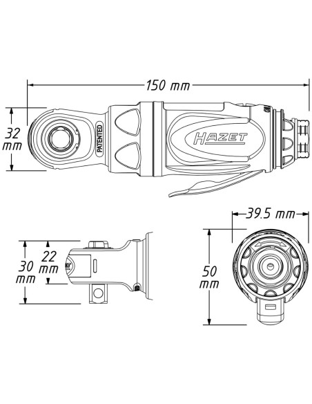 Pneumatinis reketas 10 mm 3/8'' 54 Nm 103 l/min Hazet Pneumatinis reketas 10 mm 3/8'' 54 Nm 103 l/min Hazet