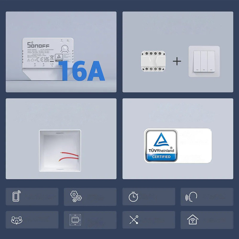 MINIR3 baltas WiFi įleidžiamas srovės jungiklis