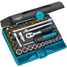 Lizdinių raktų rinkinio lizdai dėkle su 1/4'' reketu - 34 vnt Hazet
