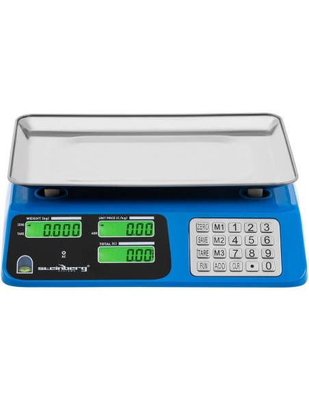 LCD parduotuvės svarstyklės 34 x 24 cm 40 kg / 2 g mėlyna LCD parduotuvės svarstyklės 34 x 24 cm 40 kg / 2 g mėlyna