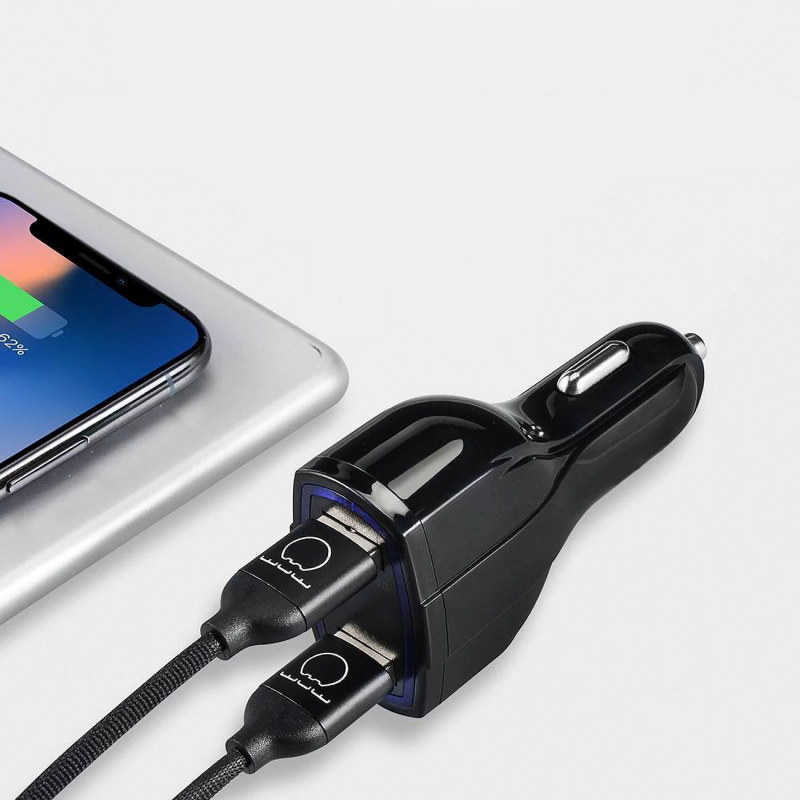Automobilinis pakrovėjas 2xUSB ir USB C juodas