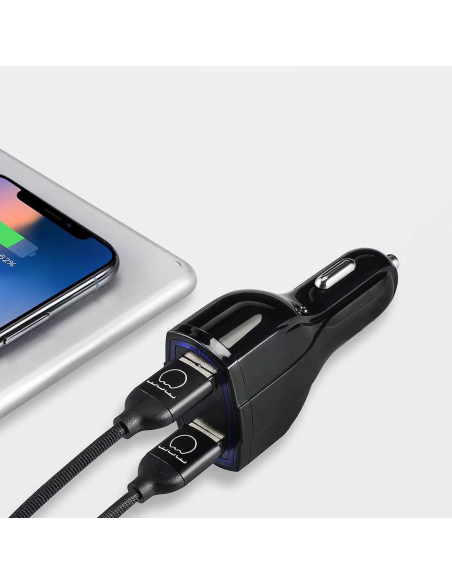 Automobilinis pakrovėjas 2xUSB ir USB C juodas