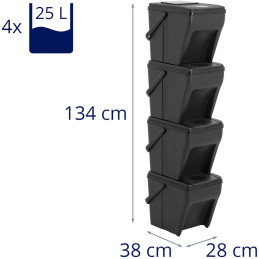 Šiukšlių rinkinys atliekų rūšiavimo konteineriams 4 x 25 l