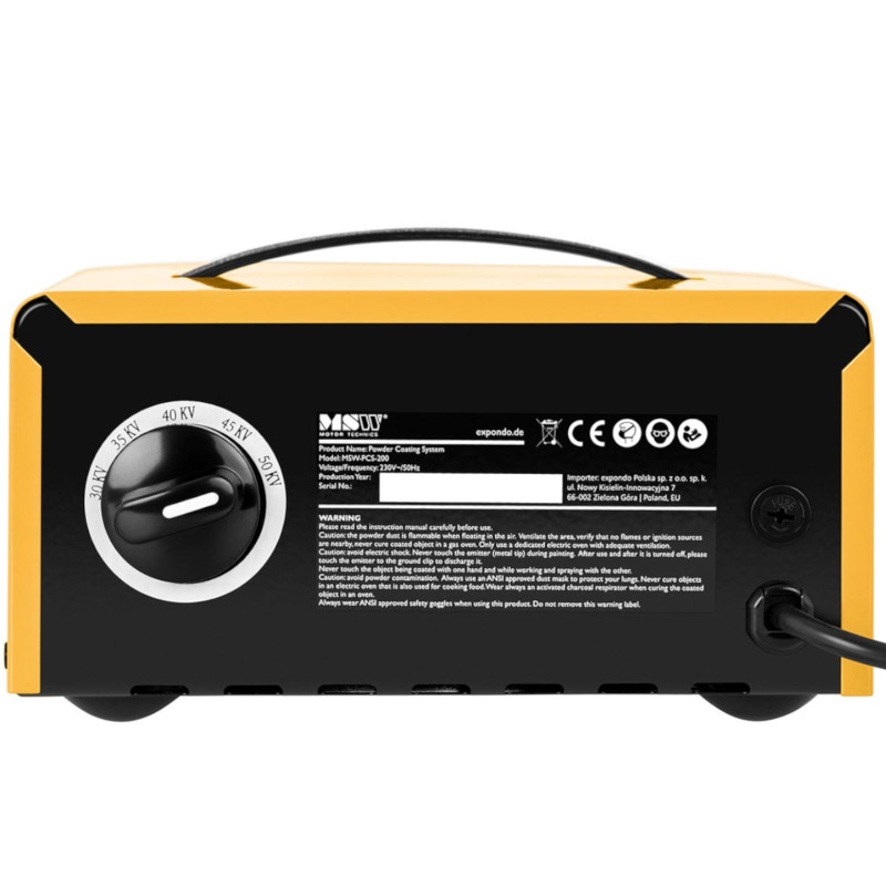 Miltelinio dažymo pistoletas su įtampos reguliavimu - KOMPLEKTAS