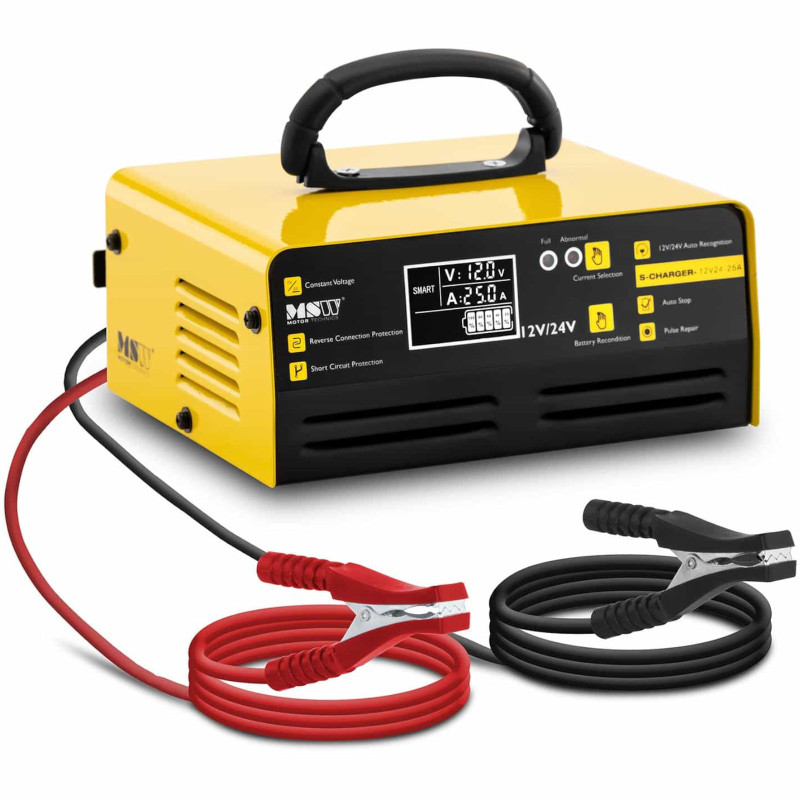 Automobilinis įkroviklis LCD akumuliatoriaus įkroviklis 12/24 V 15/25 A