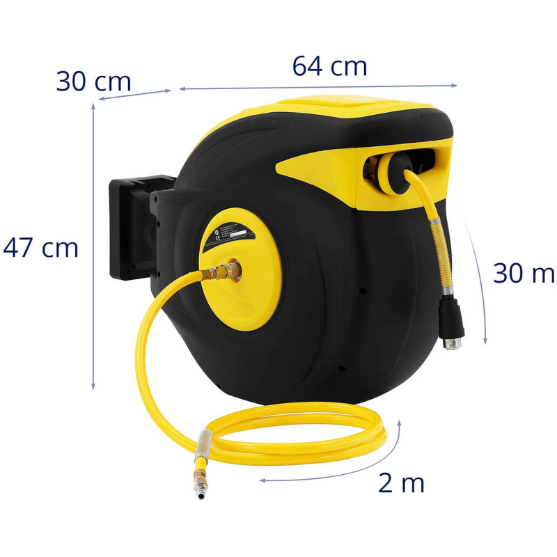 Žarna Pneumatinė slėgio žarna ant ritės, automatinis būgnas 18 bar 30 m + 2 m