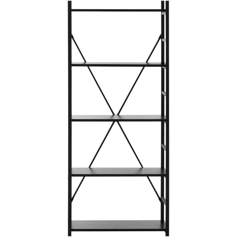 Lofto knygų spinta su plieniniu rėmu 28 x 60 x 157 cm juoda