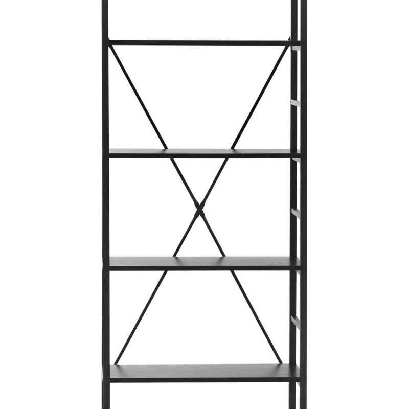 Lofto knygų spinta su plieniniu rėmu 28 x 60 x 182 cm juoda