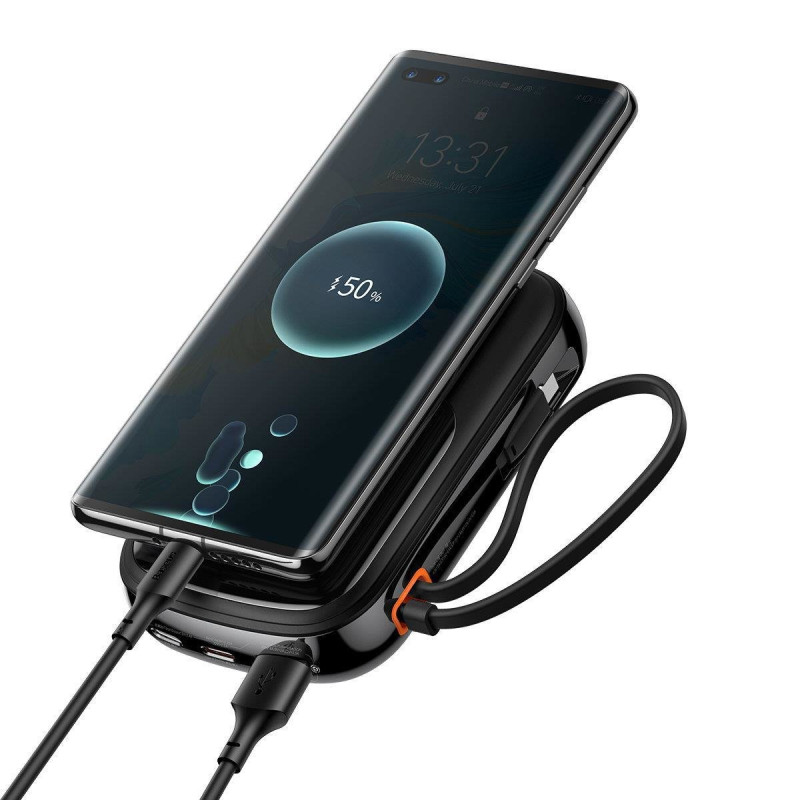 Maitinimo bankas su greitu įkrovimu 20000mAh 22,5W QC-PD-SCP-FCP USB-C kabelis juodas