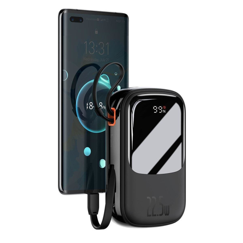 Maitinimo bankas su greitu įkrovimu 20000mAh 22,5W QC-PD-SCP-FCP USB-C kabelis juodas