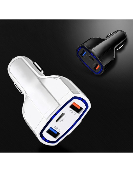 Automobilinis pakrovėjas 2xUSB ir USB C juodas