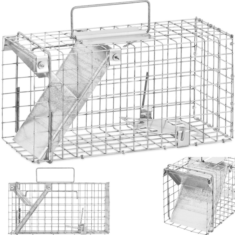 Gyvi spąstai kiaunei žiurkėms lapėms 35 x 17 x 20 cm tinklelis 25 x 25 mm