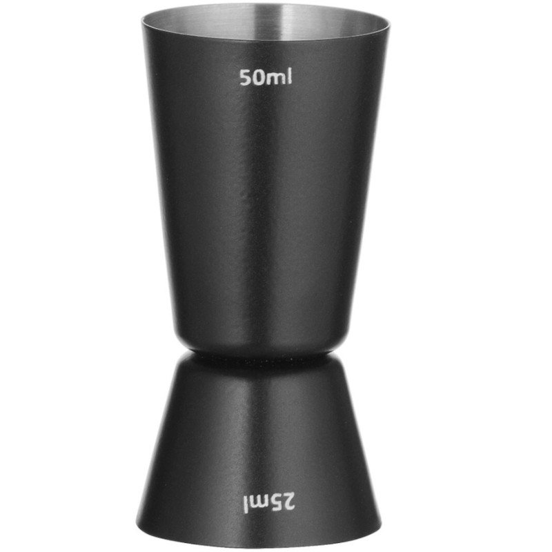 Dvipusis batonėlio matas kokteiliams 25 ml 50 ml - juodas Dvipusis batonėlio matas kokteiliams 25 ml 50 ml - juodas