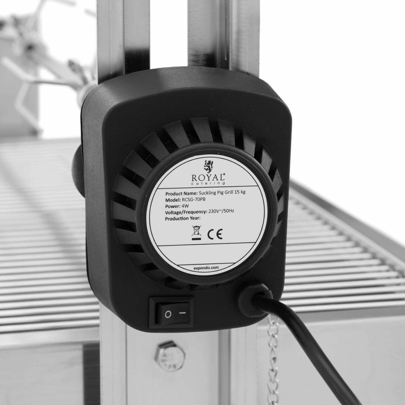 Grilis su anglimis su elektriniu kepsniu paršeliui kepti 4 W 15 kg 82 cm