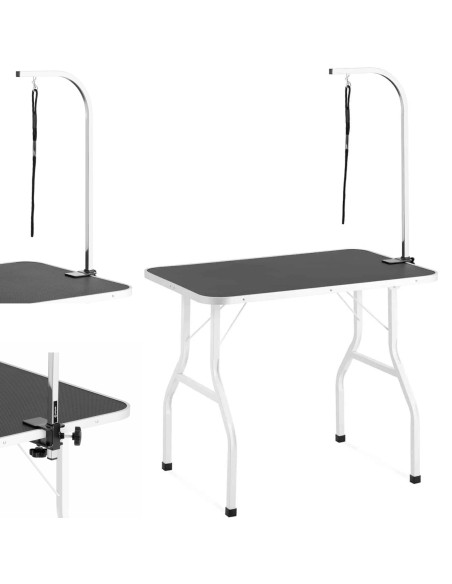 Nešiojamas sulankstomas šunų priežiūros stalas 60 kg 910 x 610 mm 1 pavadėlis - baltas Nešiojamas sulankstomas šunų priežiūros stalas 60 kg 910 x 610 mm 1 pavadėlis - baltas