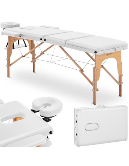 Platus sulankstomas masažo lovos staliukas mediniu rėmu DINAN WHITE - baltas Platus sulankstomas masažo lovos staliukas mediniu rėmu DINAN WHITE - baltas